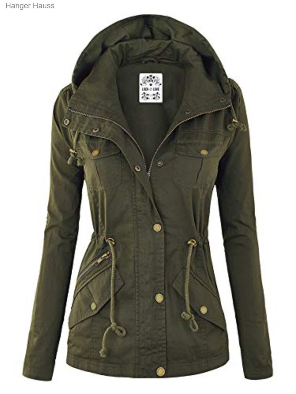 Women's Military Anorak Jacket Lightweight Detachable Hood Safari Utility Cotton